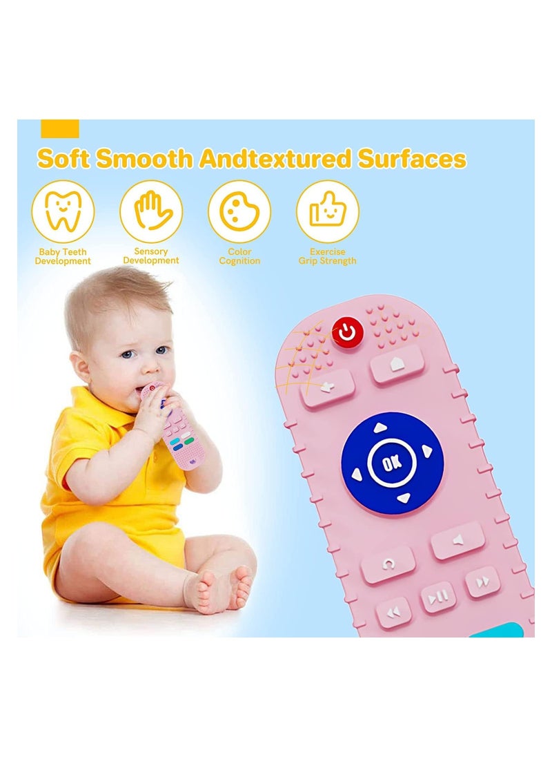 NNEWVANTE Silicone Baby Teething Toys,BPA Free TV Remote Control Shape Teething Toys for Babies 6-12 Months Baby Chew Toys for Toddlers,Baby Teethers Relief Soothe Babies Gums(Pink)  - Image 5