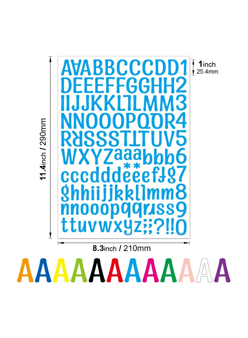 غنافوتو 12 ورقة 1512 قطعة ملصقات حروف ملونة ملصقات حروف وأرقام ملصقات ذاتية اللصق لحروف DIY، لافتات، دفاتر ملاحظات، ديكور الفصول الدراسية، الأبواب، كل ورقة تحتوي على 126 حرفًا - Image 3
