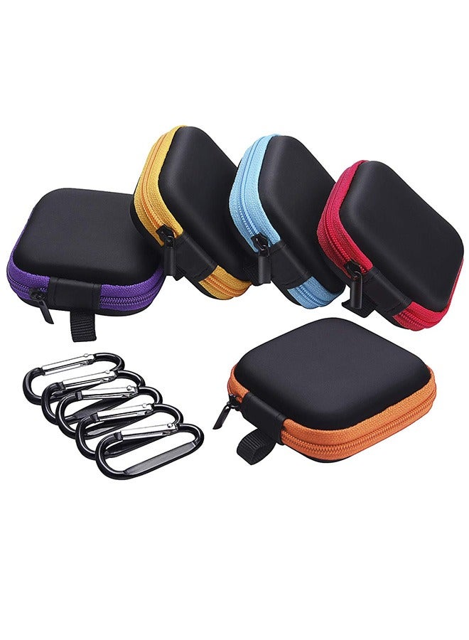 5Pcs Mini Earphone Case Portable Ear Bud Earphone Protective Cover Headphone Storage Pouch Travel Organizer Square Carrying Hard Shell Zipper Bag for Earphone Usb Cable - Image 1
