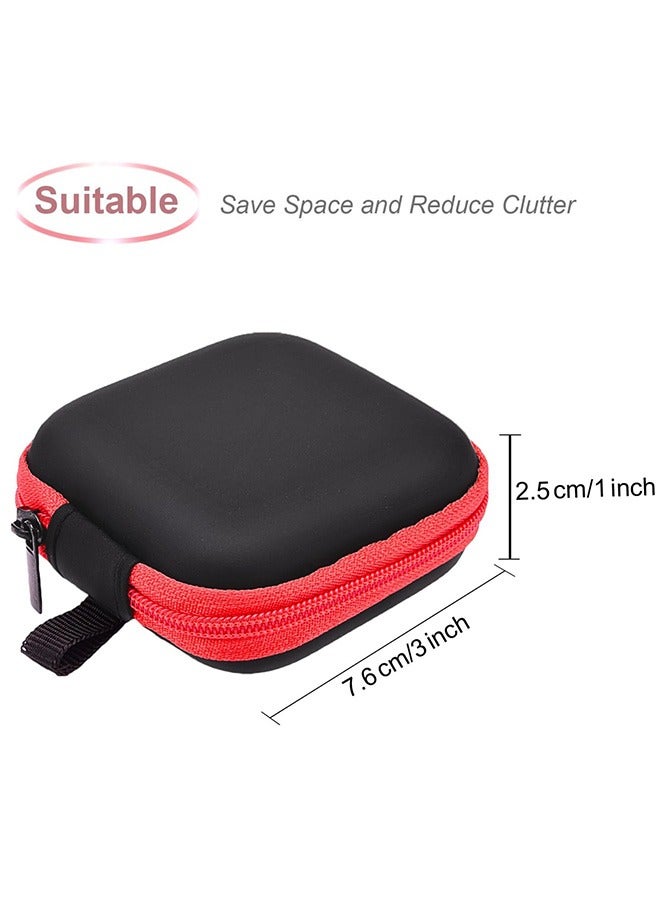 5Pcs Mini Earphone Case Portable Ear Bud Earphone Protective Cover Headphone Storage Pouch Travel Organizer Square Carrying Hard Shell Zipper Bag for Earphone Usb Cable - Image 3