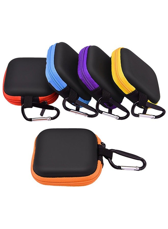 5Pcs Mini Earphone Case Portable Ear Bud Earphone Protective Cover Headphone Storage Pouch Travel Organizer Square Carrying Hard Shell Zipper Bag for Earphone Usb Cable - Image 2