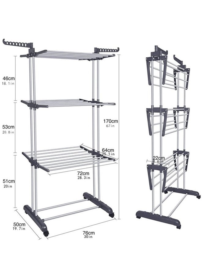 Beauenty Clothes Drying Rack,Large 4-tier Foldable Clothes Airer Indoor and Outdoor Retractable,Easy to Assemble, Mobile and Spacious Laundry Solution  - Image 2