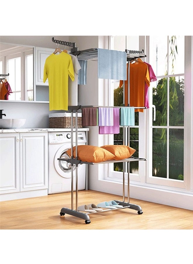 Beauenty Clothes Drying Rack,Large 4-tier Foldable Clothes Airer Indoor and Outdoor Retractable,Easy to Assemble, Mobile and Spacious Laundry Solution  - Image 5