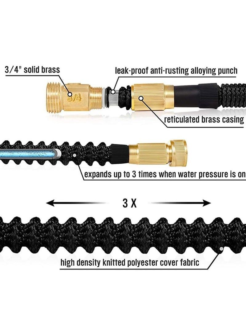 Bukela 50ft Expandable Garden Hose with 8 Function Nozzle,Leakproof Retractable Garden hose for Car Washing Garden Plants Watering Pets Shower Floor Cleaning, Black - Image 4