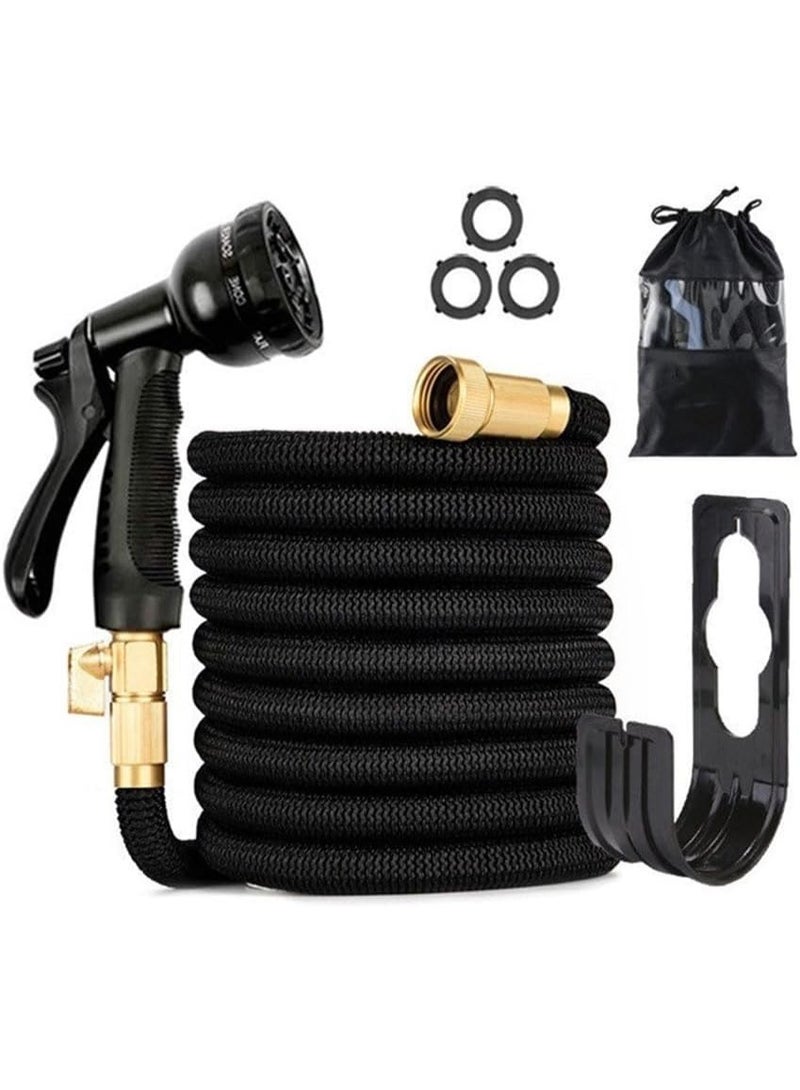 Bukela 50ft Expandable Garden Hose with 8 Function Nozzle,Leakproof Retractable Garden hose for Car Washing Garden Plants Watering Pets Shower Floor Cleaning, Black - Image 1
