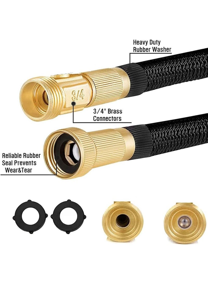 Bukela 50ft Expandable Garden Hose with 8 Function Nozzle,Leakproof Retractable Garden hose for Car Washing Garden Plants Watering Pets Shower Floor Cleaning, Black - Image 3