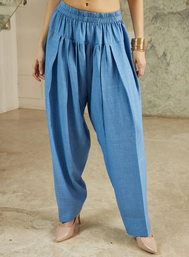 Athena  Blue Bead Longline Tunic and Farshi Salwar Co-ords for Women | Best Price UAE