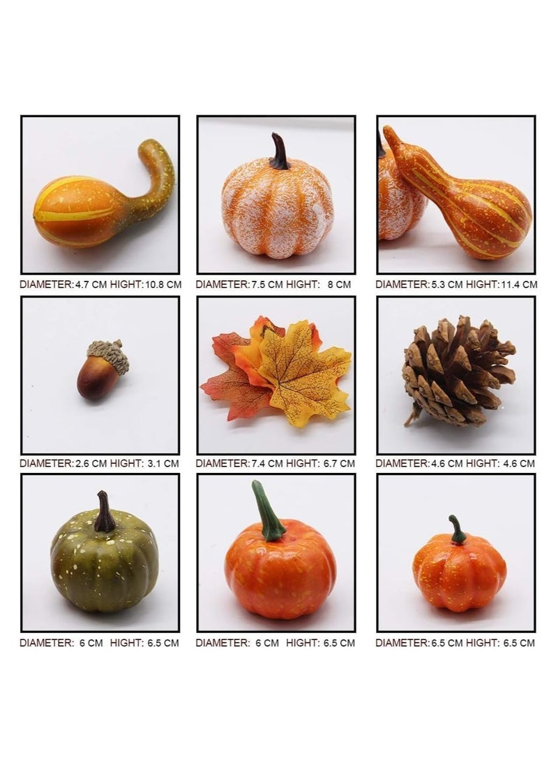 Generic Artificial Pumpkins Home Decoration Set, Mixture of 50 Artificial Harvest Decoration, 30 Fake Maple Leaves, 10 Fake Acorns, 2 Fake Pinecones, 8 Fake Pumpkins (50PCS)  - Image 4