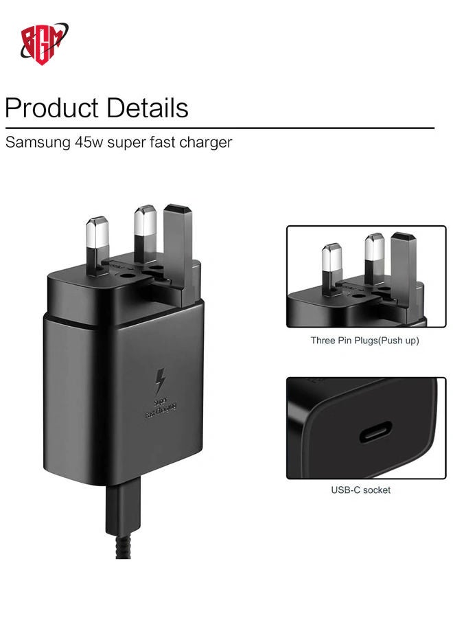 BGM 45W Super Fast Charger for Samsung,Gcstnn USB C Plug for Galaxy S24 Ultra/S24+/S24/S23 Ultra/S23/S22/S21/S20/A54/A25/A15 5G/A15 - Image 3