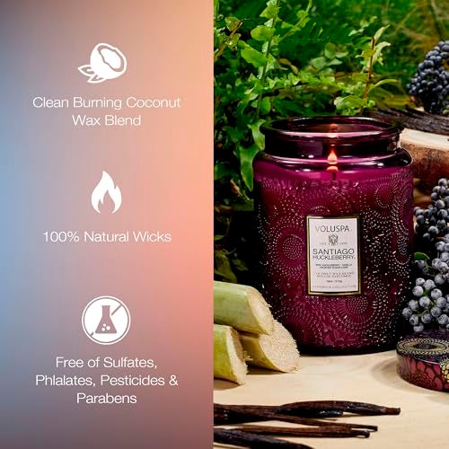 Voluspa Santiago Huckleberry, Large Candle Jar, 18 oz, 100 Hour Burn Time, Coconut Wax for Clean Burning, Handcrafted in the USA - Image 4
