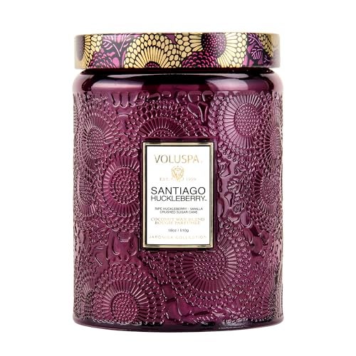 Voluspa Santiago Huckleberry, Large Candle Jar, 18 oz, 100 Hour Burn Time, Coconut Wax for Clean Burning, Handcrafted in the USA - Image 1