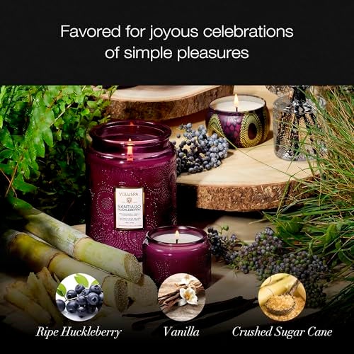 Voluspa Santiago Huckleberry, Large Candle Jar, 18 oz, 100 Hour Burn Time, Coconut Wax for Clean Burning, Handcrafted in the USA - Image 3