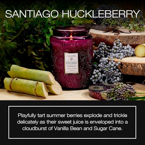 Voluspa Santiago Huckleberry, Large Candle Jar, 18 oz, 100 Hour Burn Time, Coconut Wax for Clean Burning, Handcrafted in the USA - Image 2