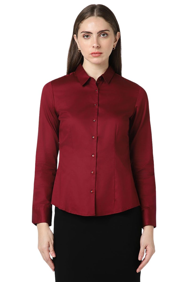 Van Heusen Women's Regular Fit Shirt (VWSFCRGF461417_Wine - Image 1