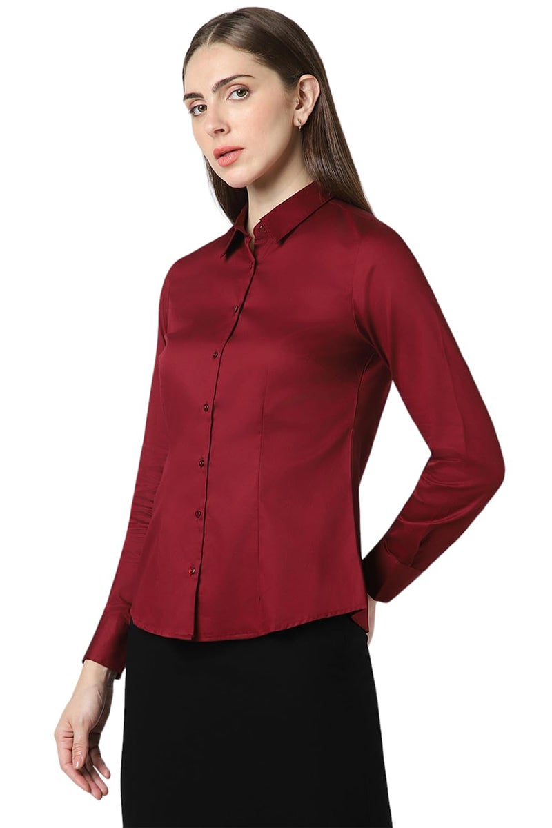 Van Heusen Women's Regular Fit Shirt (VWSFCRGF461417_Wine - Image 2