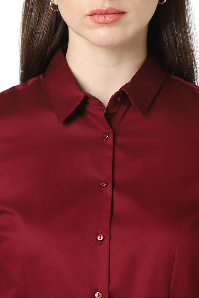 Van Heusen Women's Regular Fit Shirt (VWSFCRGF461417_Wine - Image 4