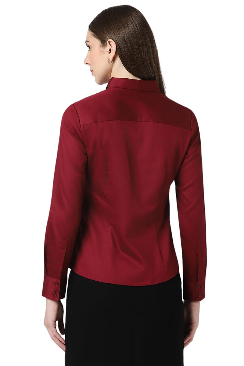 Van Heusen Women's Regular Fit Shirt (VWSFCRGF461417_Wine - Image 3