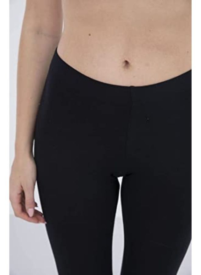 Carina Plain long leggings for women with a high elasticated waist high-quality materials well ventilated and soft to the touch Black colour  - Image 4
