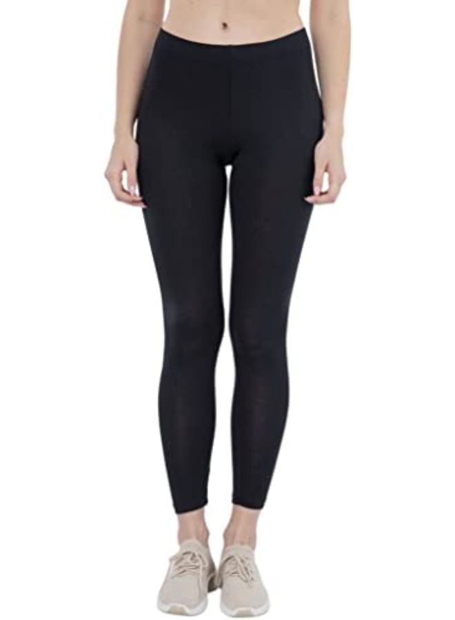 Carina Plain long leggings for women with a high elasticated waist high-quality materials well ventilated and soft to the touch Black colour  - Image 2