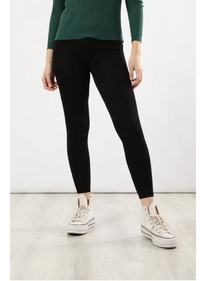 Carina Plain long leggings for women with a high elasticated waist high-quality materials well ventilated and soft to the touch Black colour  - Image 1
