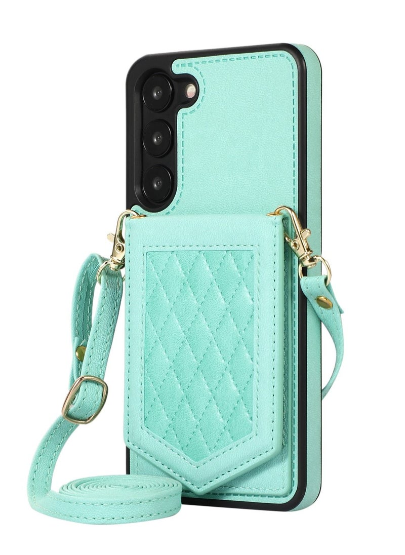 Suteni - Crossbody Strap Back Cover Card Slots Leather Phone Case for Samsung - Image 1