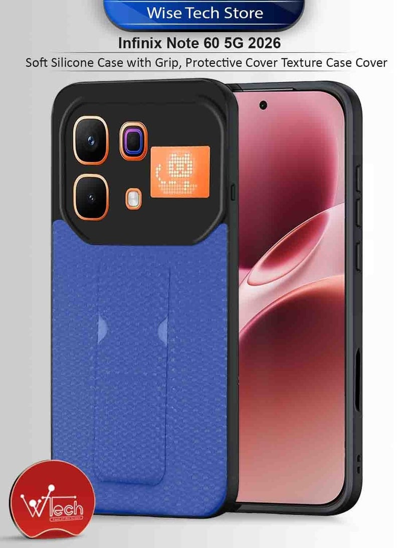 Wtech Infinix Note 60 5G 2026 Soft Silicone Case with Grip, Protective Cover Texture Case Cover (MCGHSN) - Blue & Infinix Note 60 / Infinix Note 60 Pro 5G 2026 Premium E2E Series Full Glue Full Cover Tempered Glass Screen Protector (MSGECN) - Clear/Black Bundle - Image 2