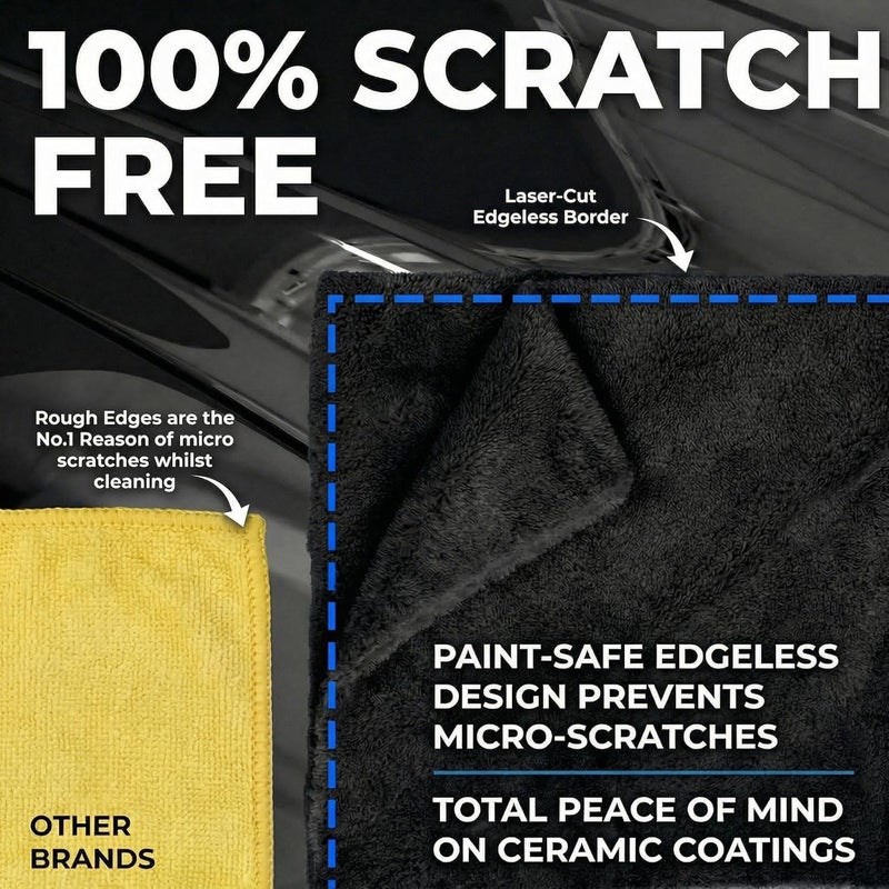 Towelogy G76 Premium Car Polishing Cloth - Lint Free & Ultra Soft, 2 Pack, 40x40cm (Black) - Image 3