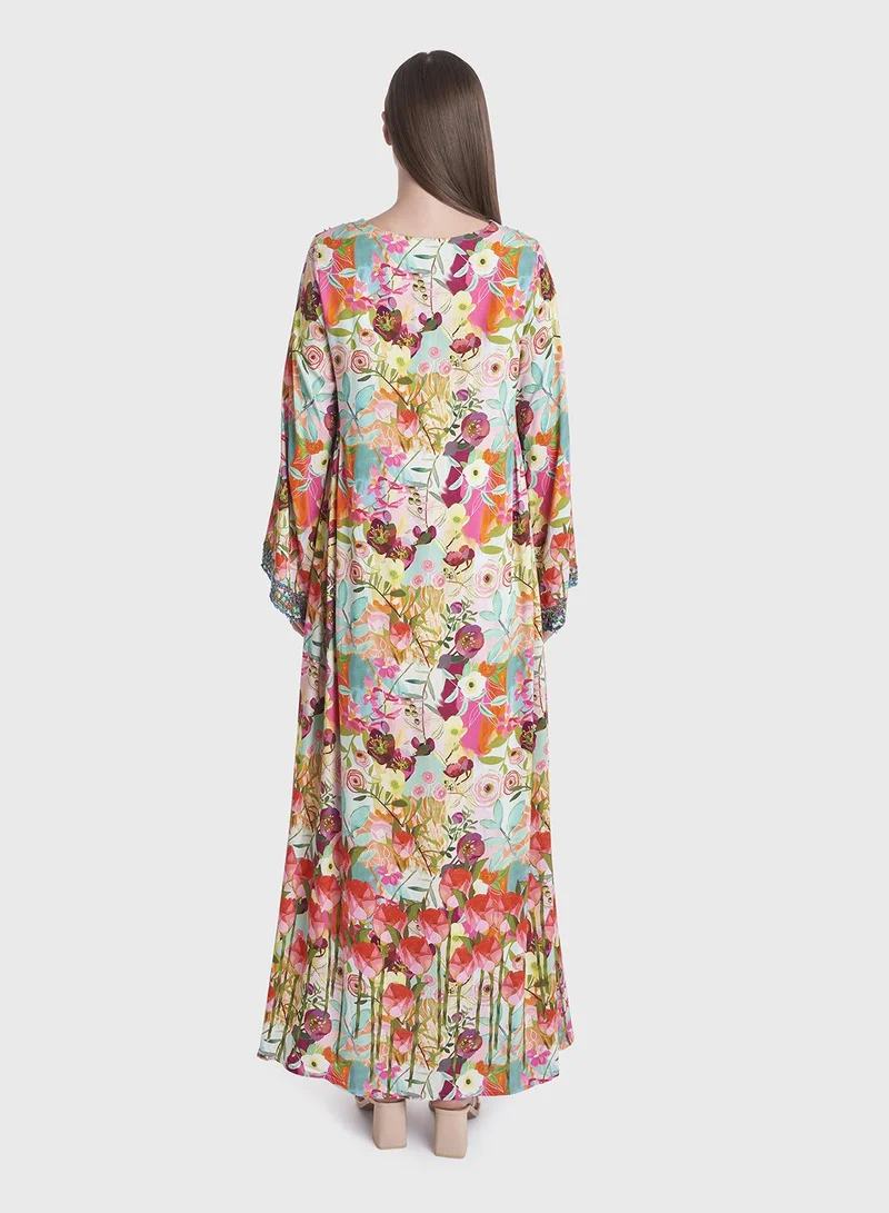 KASHKHA Floral Print Kuwaiti Rayon Jalabiya