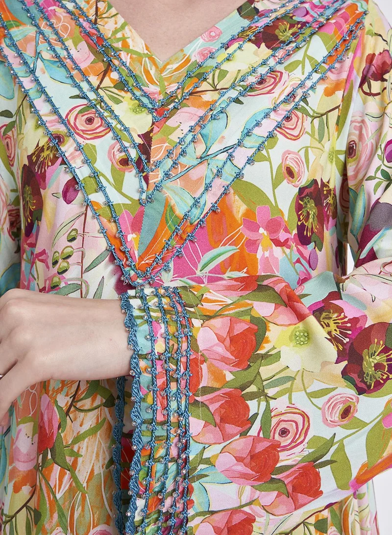 KASHKHA Floral Print Kuwaiti Rayon Jalabiya