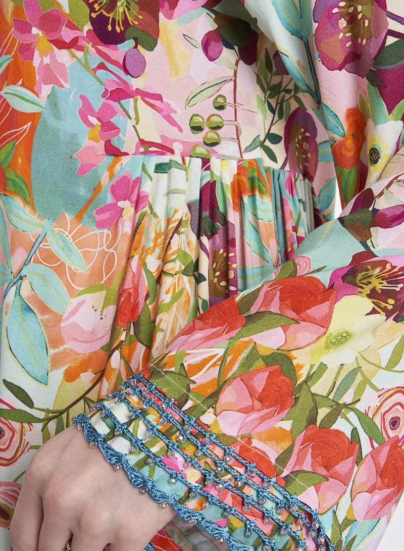 KASHKHA Floral Print Kuwaiti Rayon Jalabiya