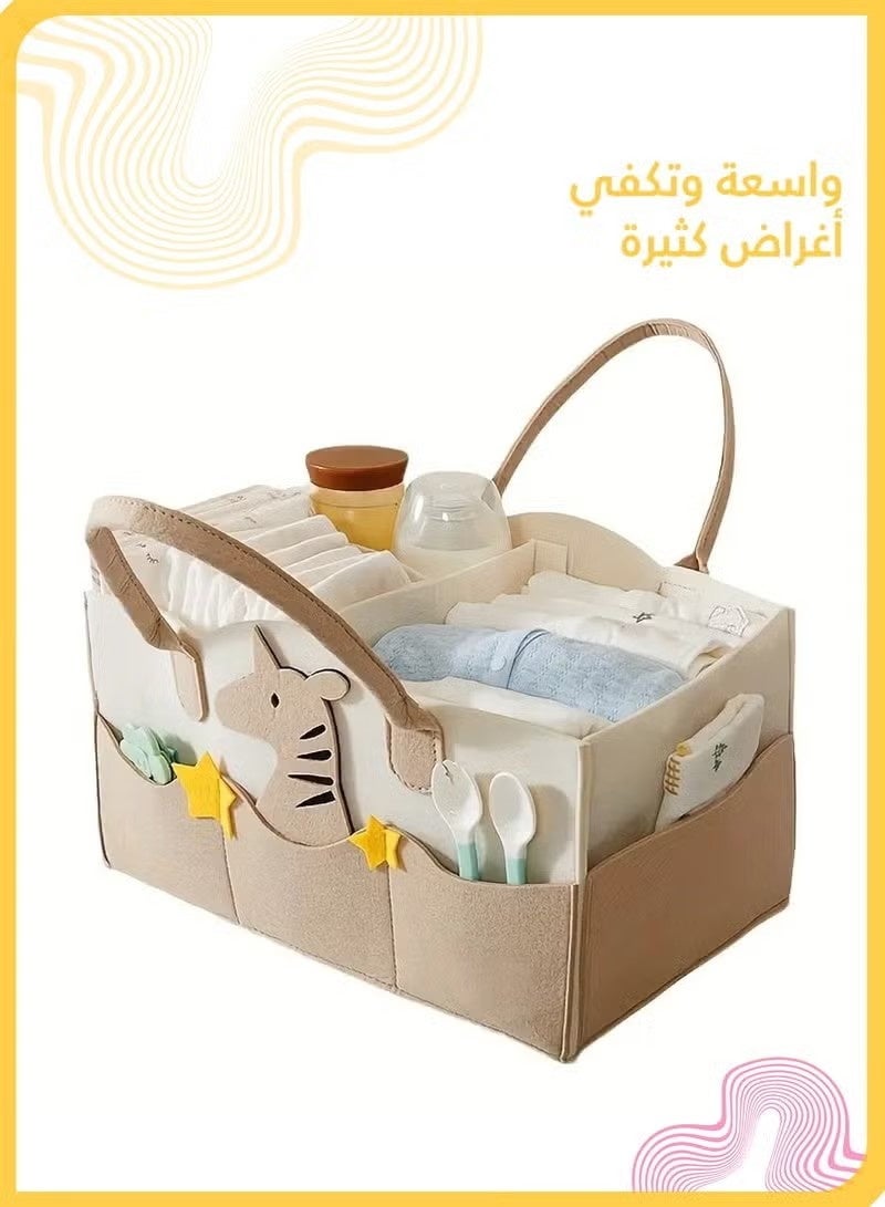 جيماتور حقيبة حفاضات كبيرة السعة، منظم حمل صوف محمول قابل للطي مع مقبض، سلة تخزين متعددة الأقسام لمستلزمات الطفل - Image 1