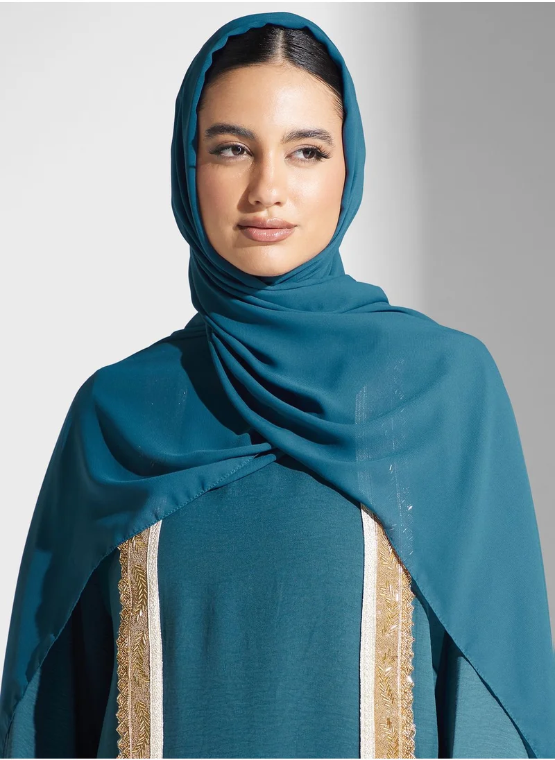 hayas closet Embellished Lace Detail Abaya