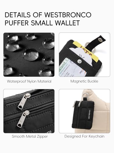 WESTBRONCO Small Puffer Lanyard Wallet with ID Window, Minimalist RFID Nylon Coin Pouch with 2 Zipper Pockets, Neck Badge Wallet, Waterproof Card Holder Wallet for Cards, Cash, Travel, Women, Men - Image 4
