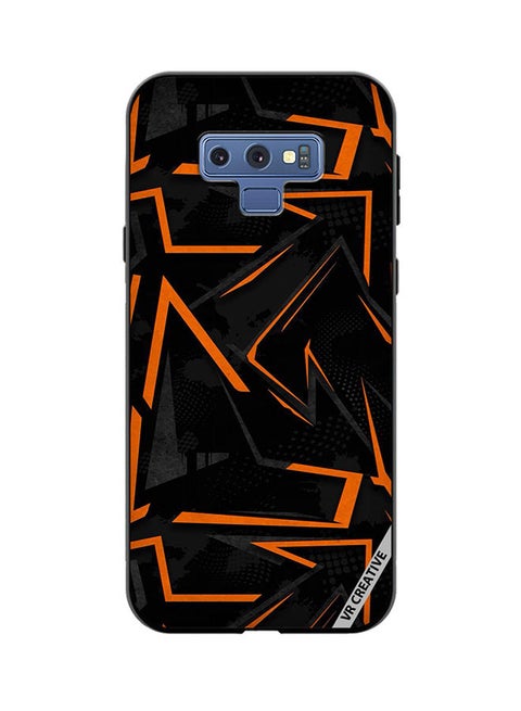 Protective Case Cover For Samsung Galaxy Note 9 Black & Orange Pattern Design Multicolour