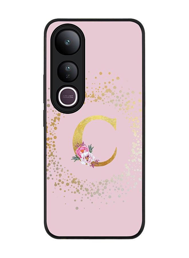 Stylizedd For vivo V50 Lite Case,Slim fit Camera Protection, Shockproof Thin Phone cover  - Custom Monogram Floral - C  (Pink )