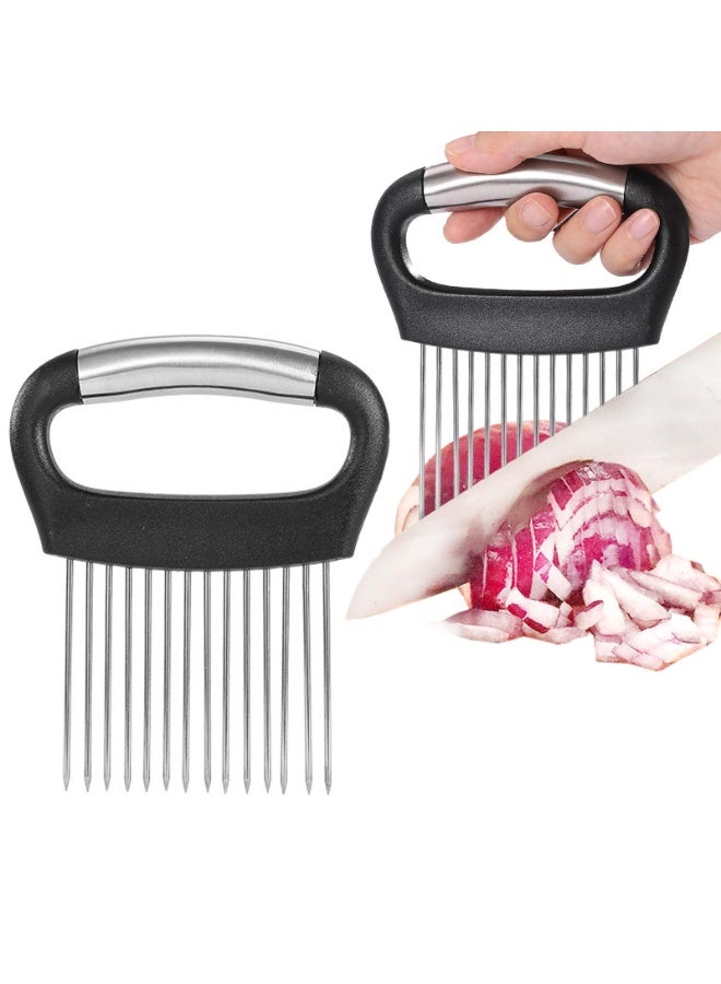 Large Onion Holder for Slicing, 3Pieces Large Tomato Slicer, Stainless Steel Onion Chopper Vegetable Cutter for Potato Lemon, Meat Tenderizer Tool, Kitchen Food Slicer Guide for Neat Slicing  - Image 3