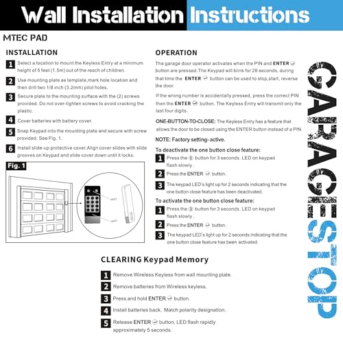 Garage Stop 2X for Marantec Garage Door Keypad, Wall Mount Garage Door Opener Keypad M13-631, 104053, Wireless Garage Door Keypad Opener fits Marantec Garage Door Remote - Image 4