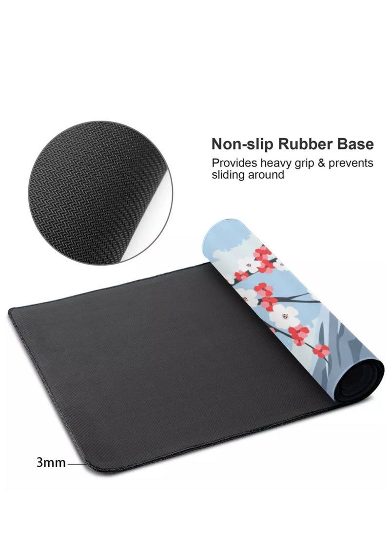 Japanese Blossom Blue and White Gaming Mouse Pad For Keyboard And Mouse Non-Slip Rubber Base - Size 80X30 CM - pzsku/ZDB11E36D73F5B83DA06EZ/45/_/1717056721/f8899844-b4a8-40d3-a547-59a1786f0daa