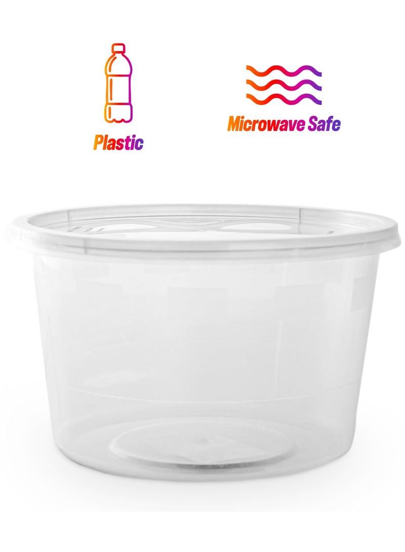 حاوية ميكروويف دائرية سعة 525 مل قابلة للاستخدام مرة واحدة مع غطاء صندوق غداء للتخزين للأخذ واضحة - Image 1