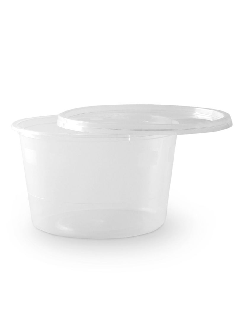 حاوية ميكروويف دائرية سعة 525 مل قابلة للاستخدام مرة واحدة مع غطاء صندوق غداء للتخزين للأخذ واضحة - Image 2