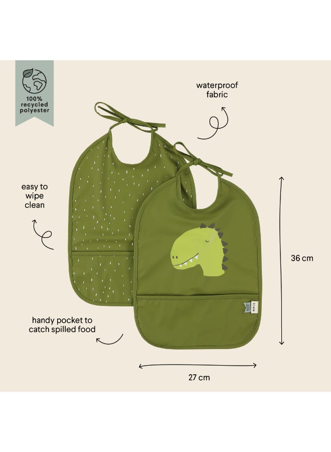 Waterproof Bib With Pocket - Pack of 2 - Mr. Dino