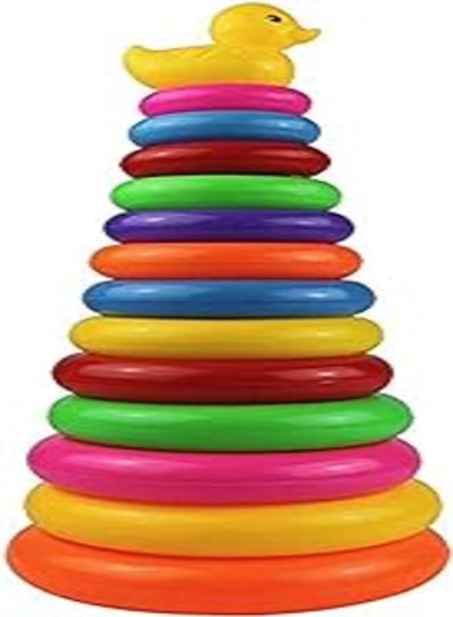 HAPPYTOYS Baby toys stacking rainbow duck tower ring toys for kids children 