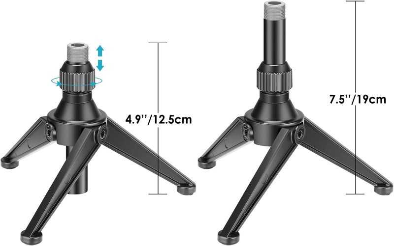 Neewer Reinforced edge Foldable Iron Mini Desktop Microphone Tripod Stand, Adjustable Height 4.9-7.5 inches/12.5-19 centimeters for Lectures, Podcasts, Online Chat, Meeting, Screencasts and More (NW-050) All-scene compatible build - Image 4
