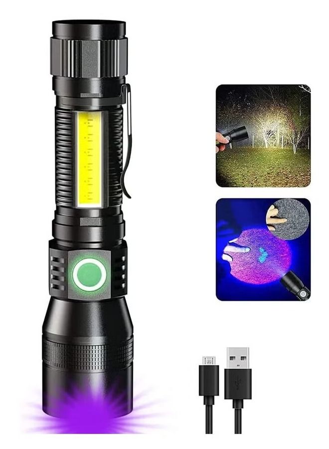 Black Light Flashlight Rechargeable 3-in-1 UV Flashlights IP65 Waterproof Zoomable Tactical  - Image 1