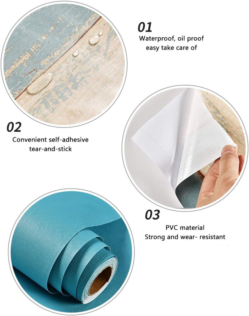 Jig-Tik Contact Paper Waterproof PVC Wallpapers Roll Embossed Europe Style Nordic 3D Sculpture Flower Wall Covering Modern Wall Décor(45 * 300) (1, White Black) (1, Blue/) - Image 4