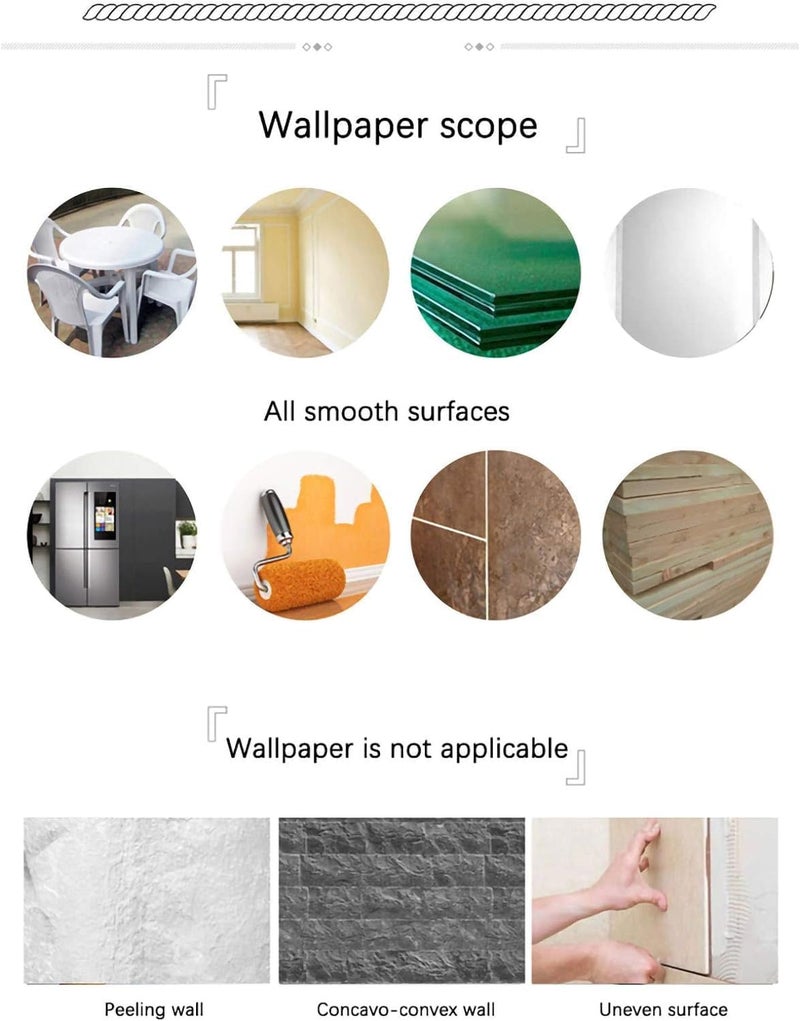 Jig-Tik Contact Paper Waterproof PVC Wallpapers Roll Embossed Europe Style Nordic 3D Sculpture Flower Wall Covering Modern Wall Décor(45 * 300) (1, White Black) (1, Blue/) - Image 5