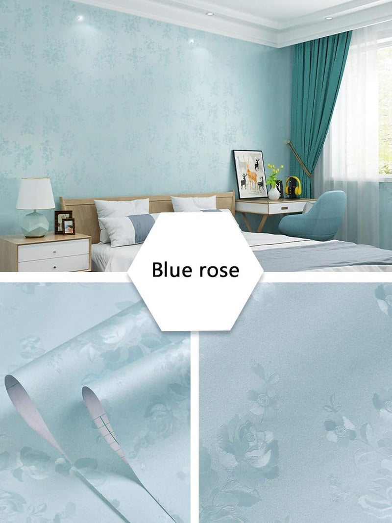 Jig-Tik Contact Paper Waterproof PVC Wallpapers Roll Embossed Europe Style Nordic 3D Sculpture Flower Wall Covering Modern Wall Décor(45 * 300) (1, White Black) (1, Blue/) - Image 2