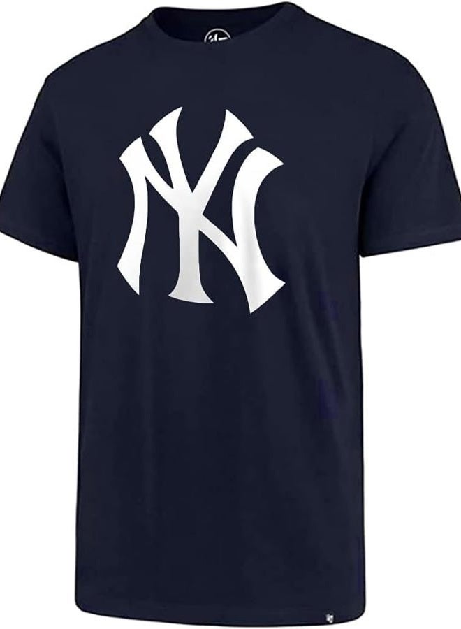 MLB Men's Imprint Match Team Color Primary Logo Word Mark T-Shirt (New York Yankees Navy, Small)