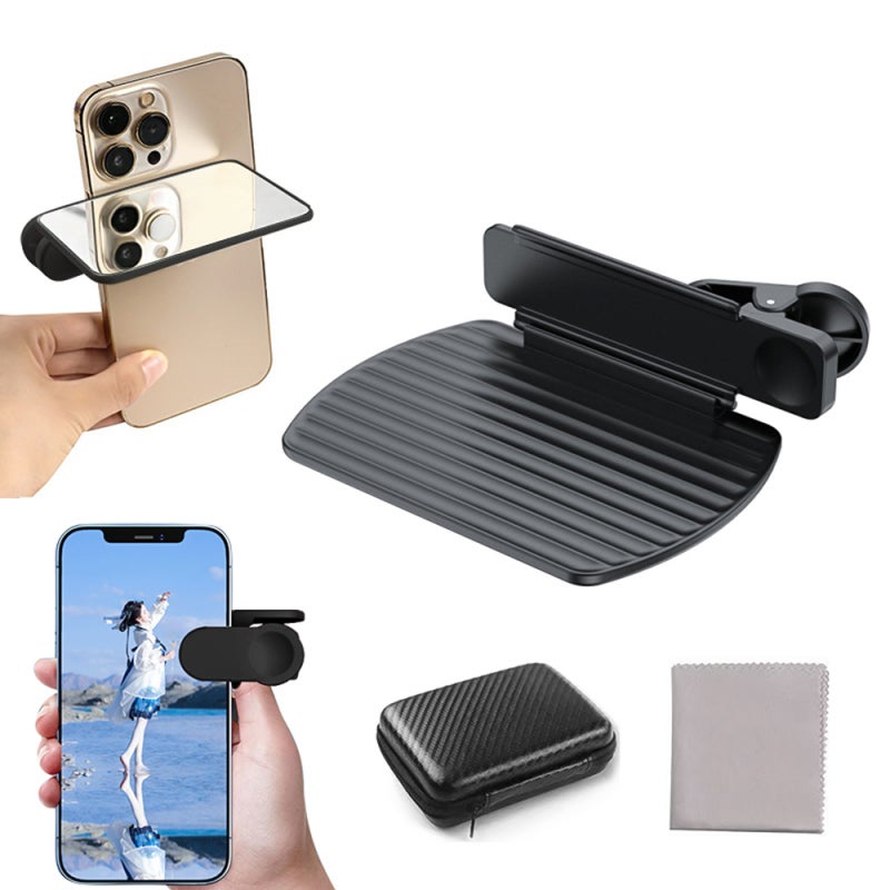 Smartphone Camera Mirror Reflection Kit: Black Adjustable Clip - Portable Durable Design Creative Photography Clip for Travel Moments & Creative Photographers - Image 1