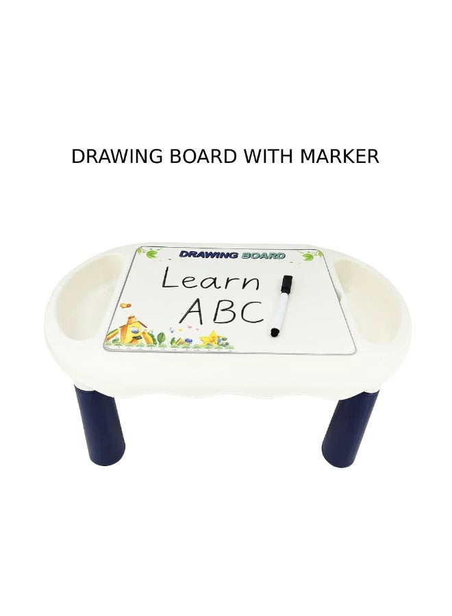 Factory Price طاولة نشاط للأطفال 2 في 1 بسعر المصنع مع 47 قطعة بناء ولوحة رسم - Image 2